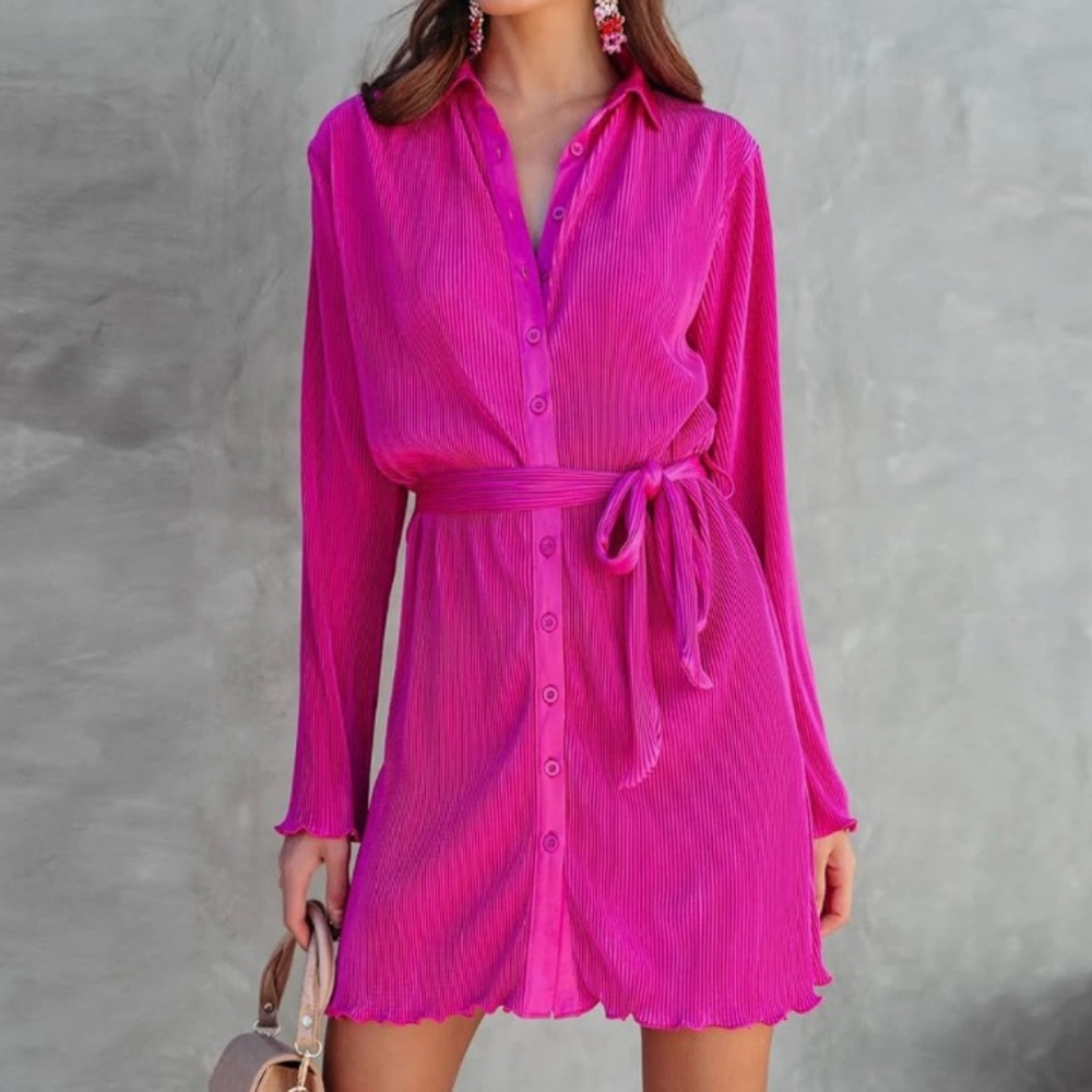 Pink Tie Belt Dress